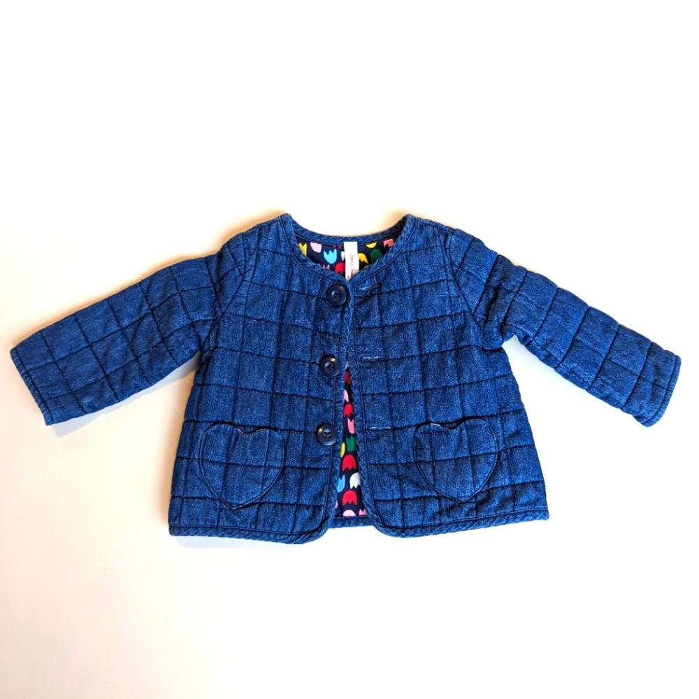 Hanna Andersson Denim Quilted Lined Heart Midweight Jacket for Baby - Picture 1 of 10